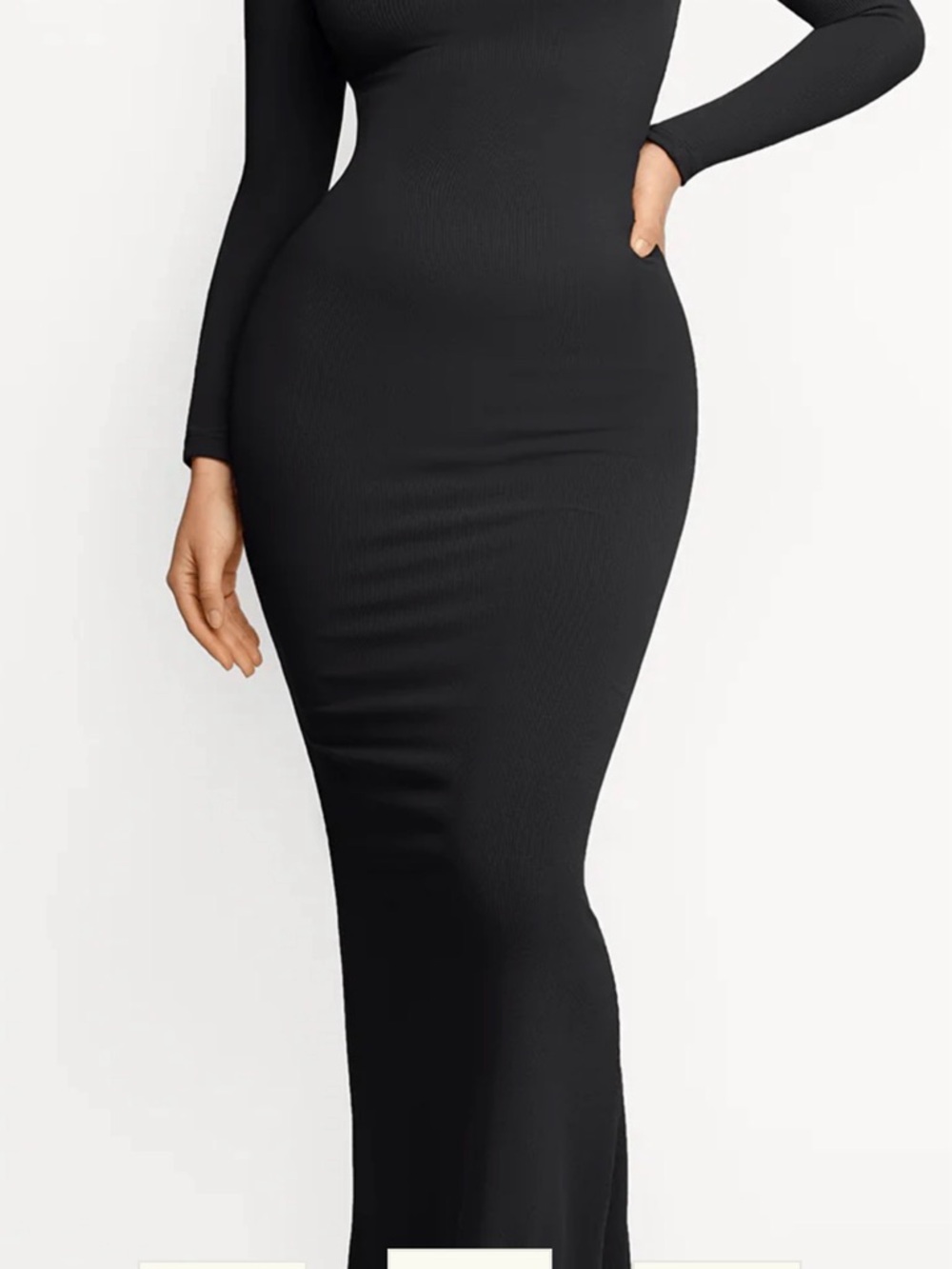 NWT 3XL Popilush Shapewear Square Neck Long Sleeve Slimming Modal Maxi Dress - Picture 3 of 5